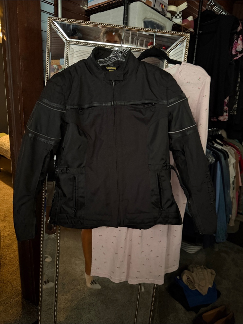 Women’s or Men's Black Lightweight motorcycle Jacket